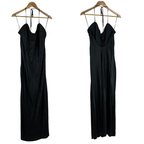 BIRGITTE HERSKIND NWT Timo Slip Dress Maxi Black Size M/8 US Satin Open Back - Picture 2 of 14
